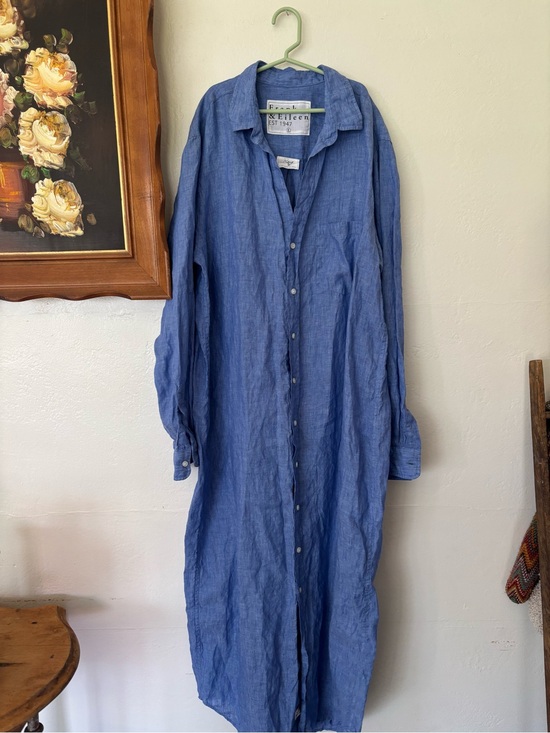 Frank & Eileen Dresses & Skirts - Frank & Eileen Blue Linen Button-Front Maxi Shirt Dress